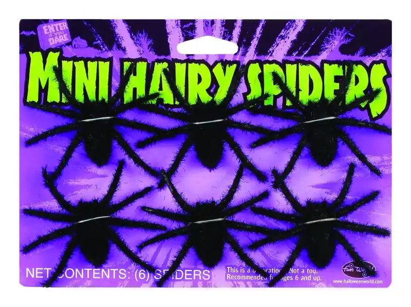 5 In. Mini Hairy Spiders Halloween Decor