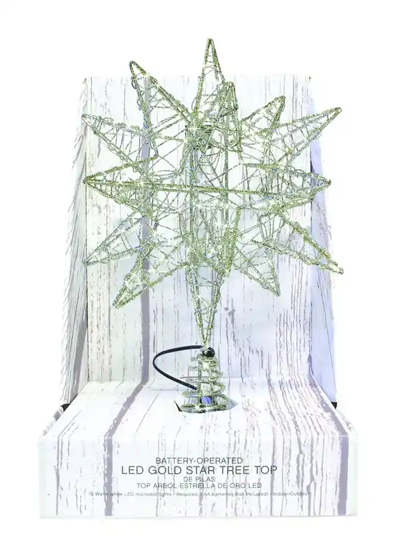 Led Gold Microdot Star Tree Topper 10 In.