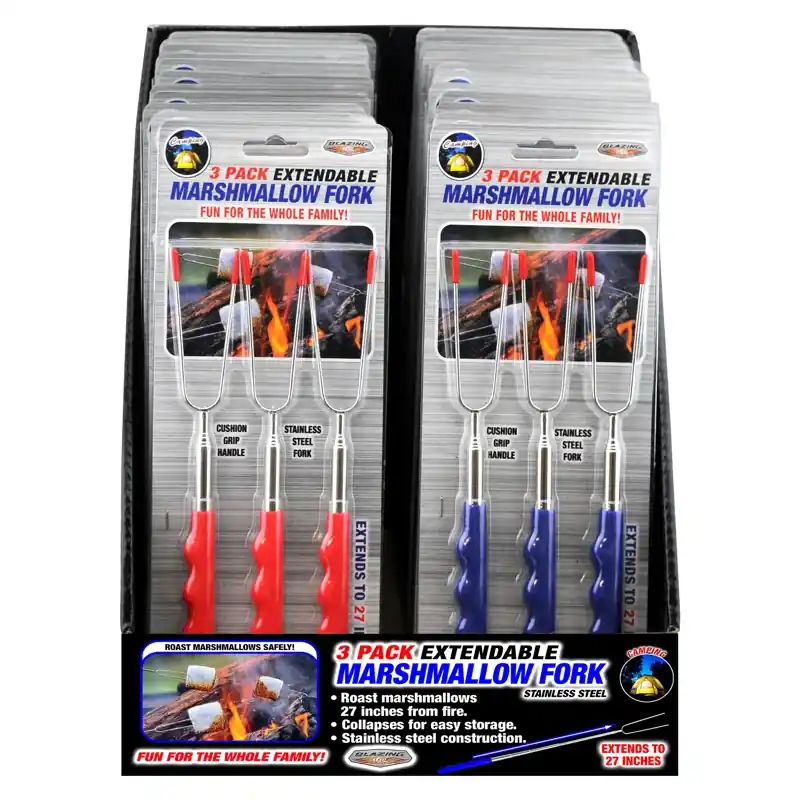 Open Flame Roasting Extendable Marshmallow Fork Plastic/stainless Steel 3 Pk