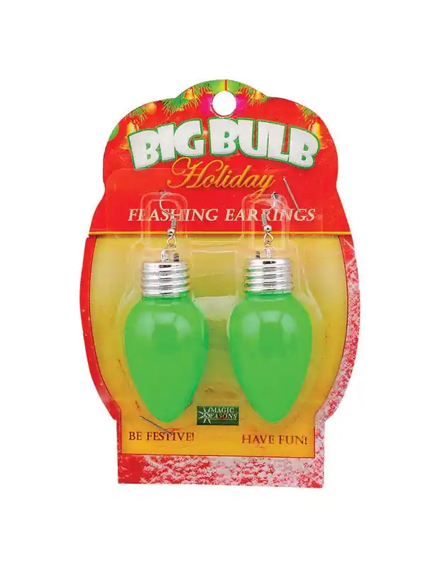 Christmas Big Bulb Flashing Earrings Plastic 1 Pk