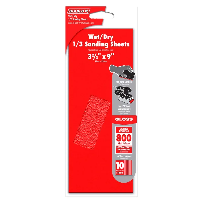 9 In. L X 3-2/3 In. W 800 Grit Silicone Carbide Sanding Sheet 10 Pk