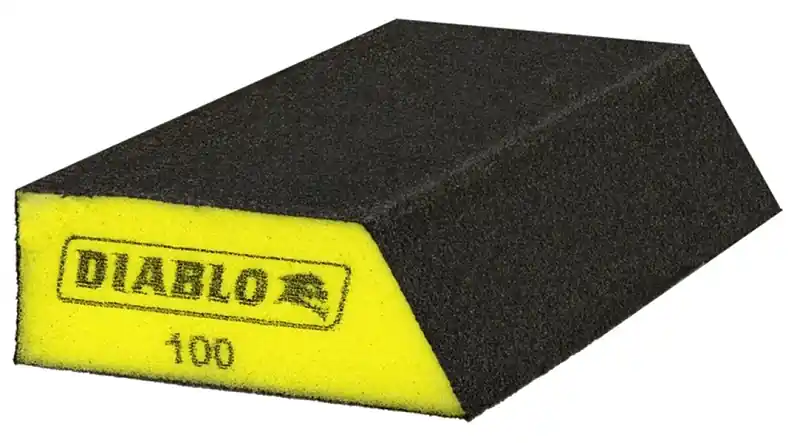 5 In. L X 3 In. W X 1 In. 100 Grit Fine Angled Sanding Sponge