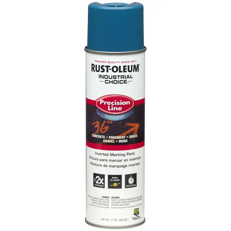 203031 Inverted Marking Spray Paint, Apwa Caution Blue, 17 Oz Can