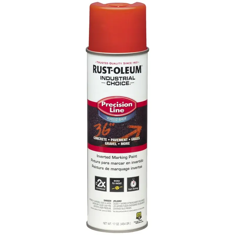 Industrial Choice Fluorescent Red Inverted Marking Paint 17 Oz - Precision Line