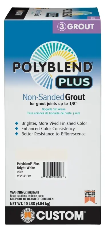 Polyblend Plus Non-sanded Grout, Bright White, 10 Lb.