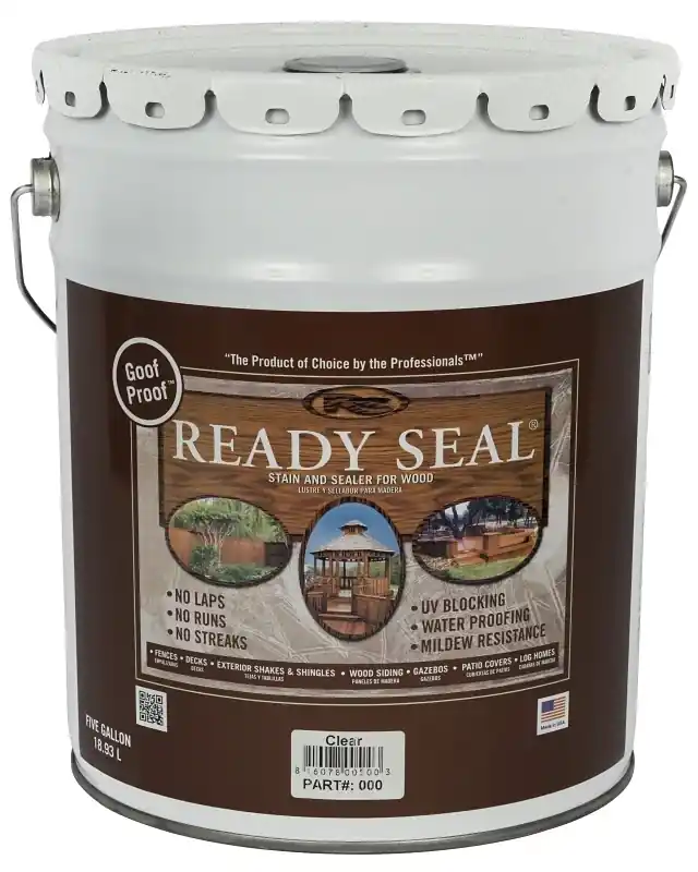 Exterior Wood Stain & Sealer, Flat Clear Finish, 5-gallons