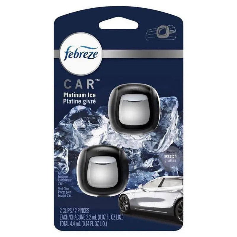 Car Platinum Ice Scent Vent Clip 0.07 Oz Liquid 2 Pk
