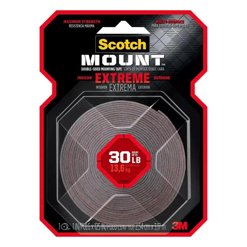 Scotch Mount Double Sided Mounting Tape 1 In. W X 125 In. L Black