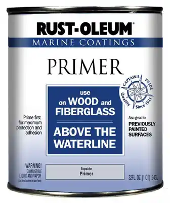 Marine Coatings Flat Primer For Wood & Fiberglass, White, 1 Quart