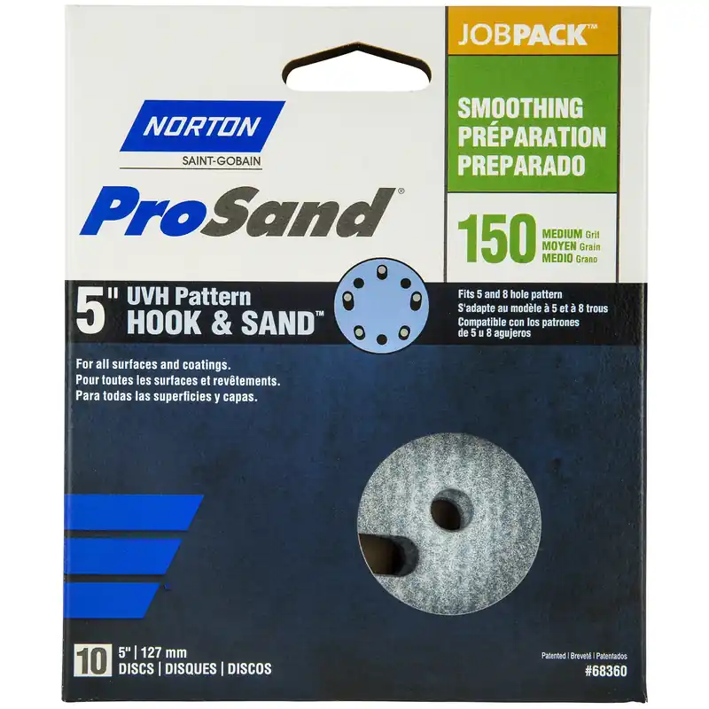 Prosand 5 In. Ceramic Alumina Hook And Loop A975 Sanding Disc 150 Grit Fine 10 Pk