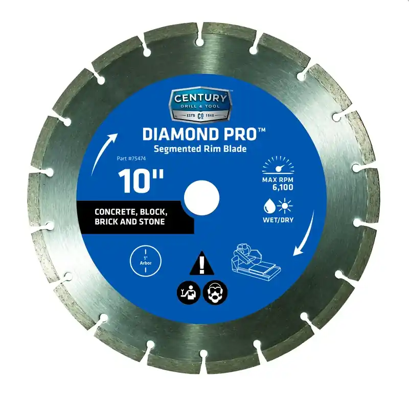 10 In. D X 1 In. Diamond Segmented Rim Diamond Saw Blade 1 Pk