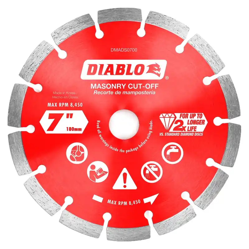 7 In. D X 7/8 In. X .094 In. Thick Diamond Masonry Cut-off Disc 1 Pk