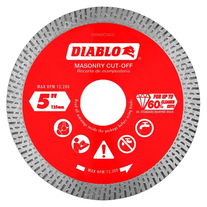 5 In. D X 7/8 In. X .055 In. Thick Diamond Masonry Cut-off Disc 1 Pk