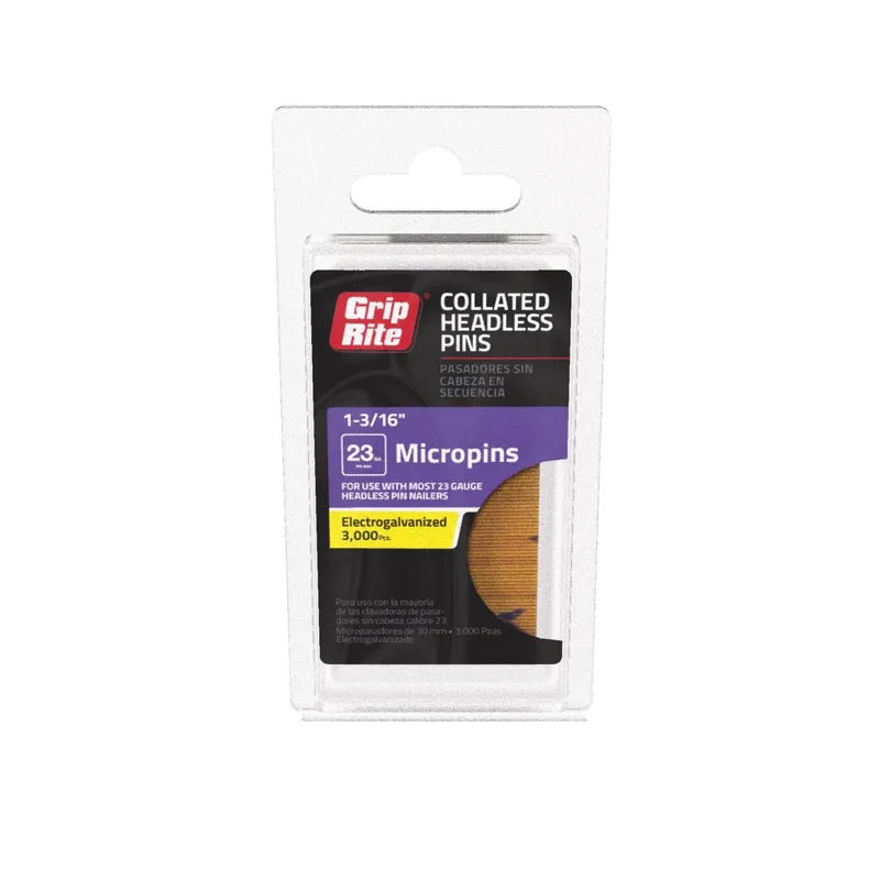 Grip-rite 1-3/16 In. L X 23 Ga. Straight Strip Electro Galvanized Micro Pins 3000 Pk