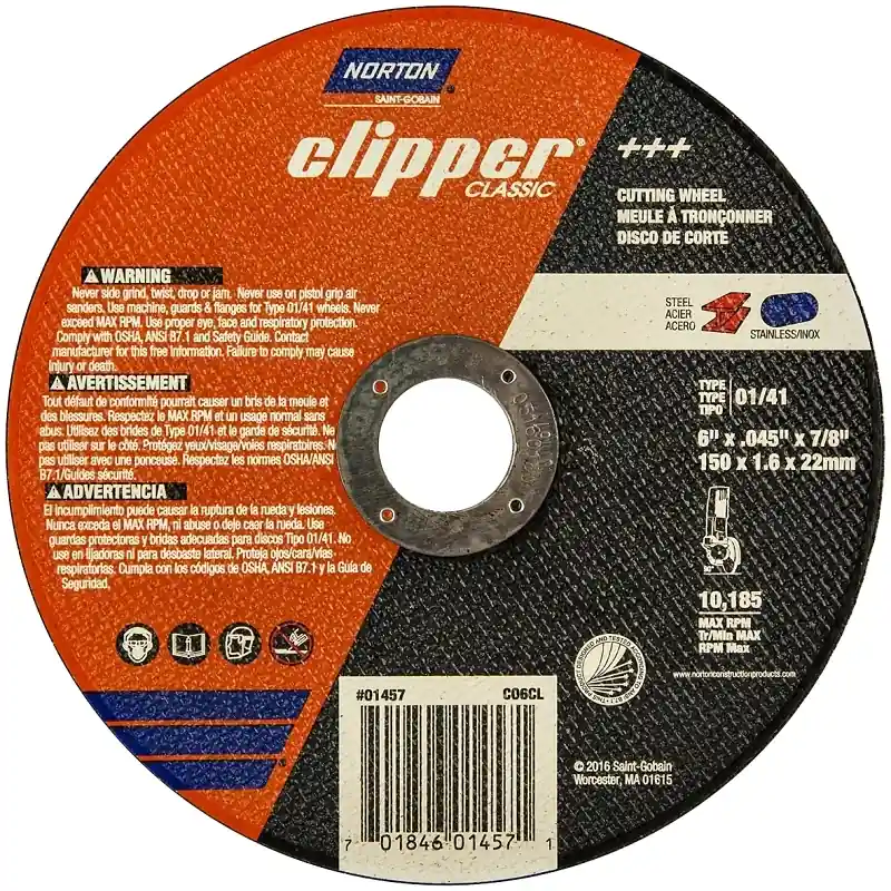 Clipper 6 In. D X 7/8 In. X .040 In. Thick Aluminum Oxide Classic Cut-off Wheel 1 Pk