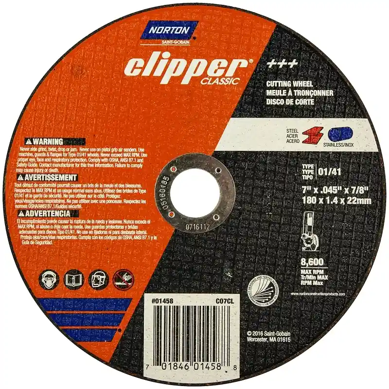 Clipper 7 In. D X 7/8 In. X 0.045 In. Thick Aluminum Oxide Classic Cut-off Wheel 1 Pk