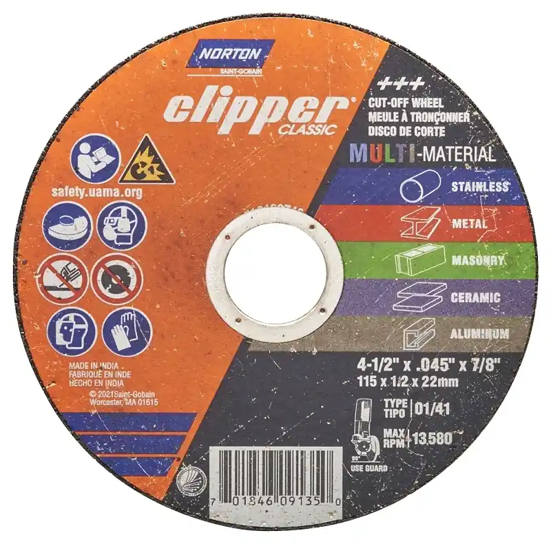 Clipper 4-1/2 In. D X 7/8 In. X .045 In. Thick Aluminum Oxide/silicon Carbide Classic Cut-off