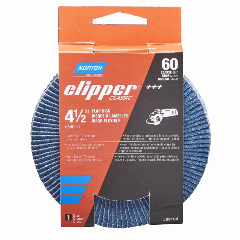 Clipper 4-1/2 In. D X 5/8-11 In. Zirconia Alumina/x-wt Cotton Flap Disc 60 Grit 1 Pk