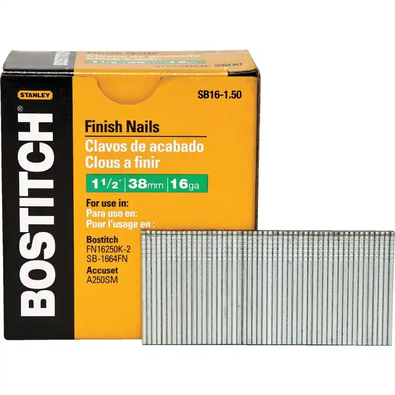 1-1/2 In. L X 16 Ga. Straight Strip Coated Finish Nails 2500 Pk