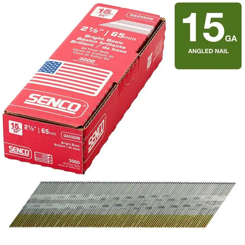 2-1/2 In. L X 15 Ga. Angled Strip Bright Finish Nails 34 Deg 3000 Pk
