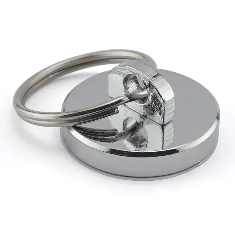 1-1/8 In. L X 0.25 In. W Silver Neodymium Round Magnet With Ring 35 Lb. Pull