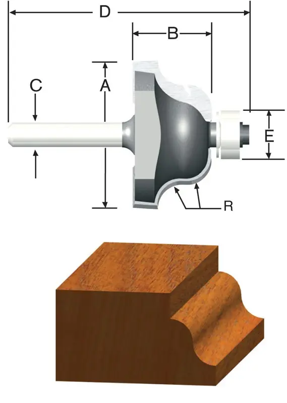 1-1/8 In. Carbide Tipped 5/32 In. Roman Ogee Router Bit