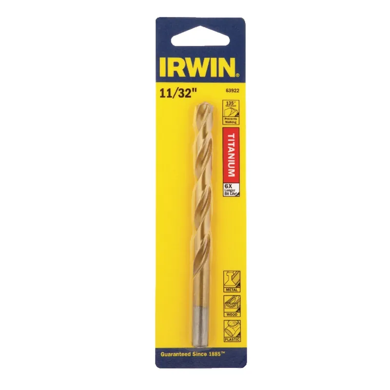 Titanium Drill Bit, Jobber Length, 11/32 In.