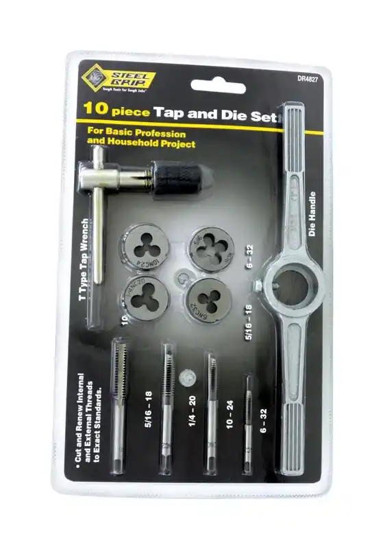 Steel Sae Tap And Die Set 6-32, 10-24, 1/4-20, 5/16-18 - 10 Piece Set