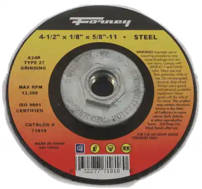Type 27 4-1/2 In. X 1/8 In. X 5/8 In.-11 Steel Grinding Wheel