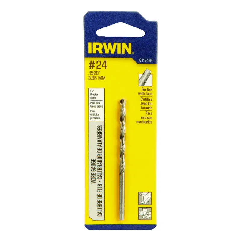  24 High Speed Steel Wire Gauge Drill Bit, 3-1/8 In. Length, Straight Shank
