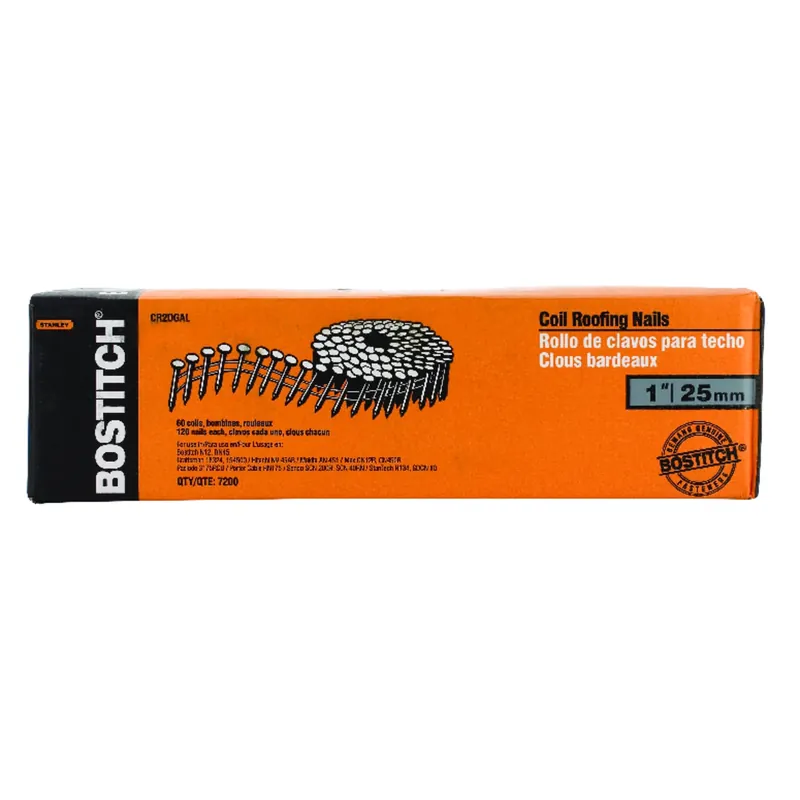 1 In. L X 14 Ga. Angled Coil Galvanized Roofing Nails 15 Deg 7200 Pk