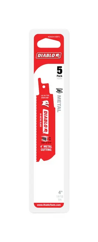 4 In. Bi-metal Medium Metal Reciprocating Saw Blade 14/18 Tpi 5 Pk