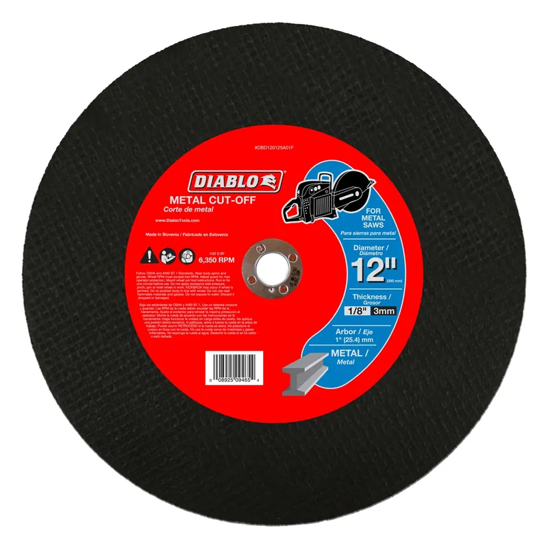 12 In. D X 1 In. X 1/8 In. Thick Aluminum Oxide High Speed Metal Cut-off Disc 1 Pk