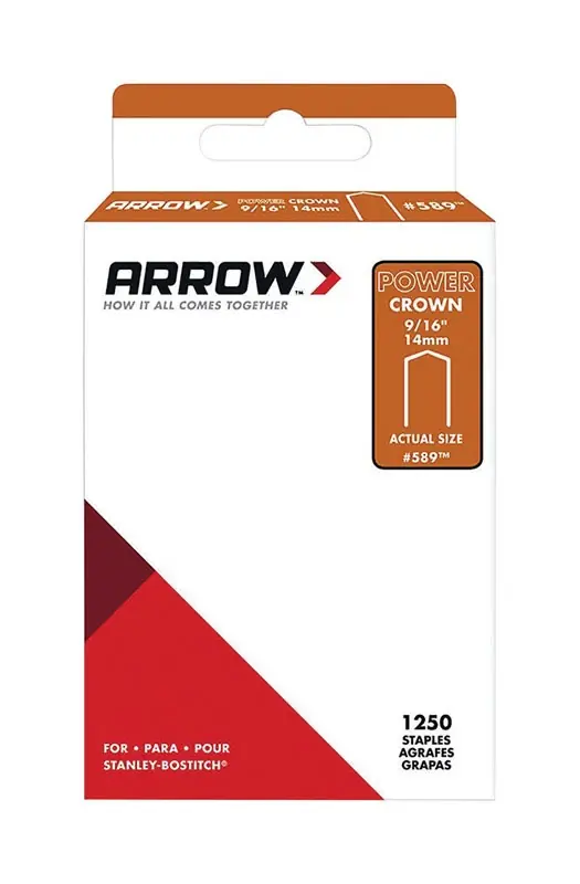 Arrow 589 3/8 In. W X 9/16 In. L 18 Ga. Power Crown Standard Staples 1250 Pk