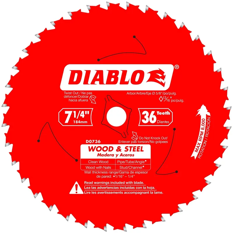Wood & Metal 7-1/4 In. D X 5/8 In. Tico Hi-density Carbide Circular Saw Blade 36 Teeth 1 Pk