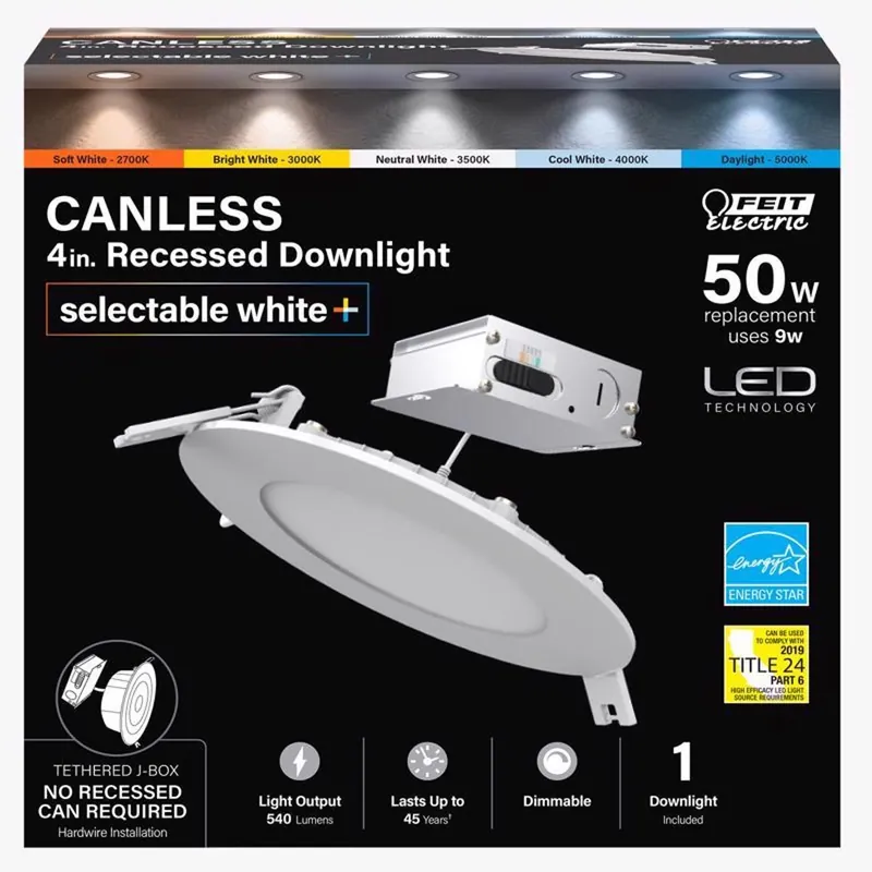 Led Canless Recessed Downlight 5 In. White 9 Watt Energy Saving Fixture