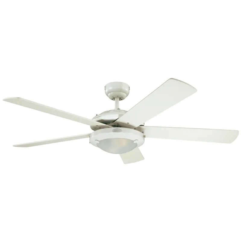 Comet Ceiling Fan + Dimmable Led Light, White/reversible Blades, 52 In.