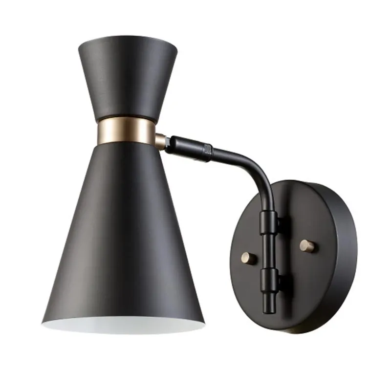 Belmont Collection Wall Sconce, Black Finish With Gold Accents