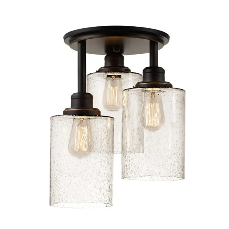 Annecy Collection Light Fixture, 3-light, Oil-rubbed Bonze/seeded Glass
