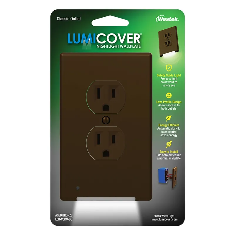 Lumicover Aged Bronze 2 Gang Plastic Duplex Nightlight Wall Plate 1 Pk