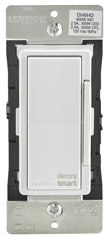 Decora White 600 W Toggle Smart-enabled Dimmer Switch 1 Pk