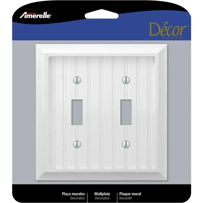 Cottage Wall Plate, White Faux Wood, 2 Toggle