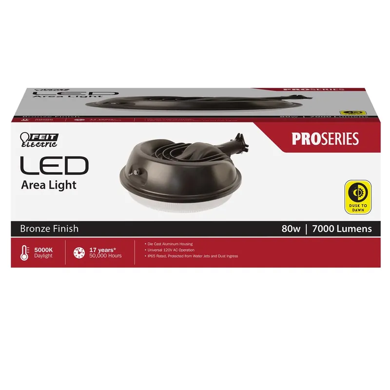 Dusk-to-dawn Led Area Light, 7,000 Lumens, Aluminum With Bronze Finish
