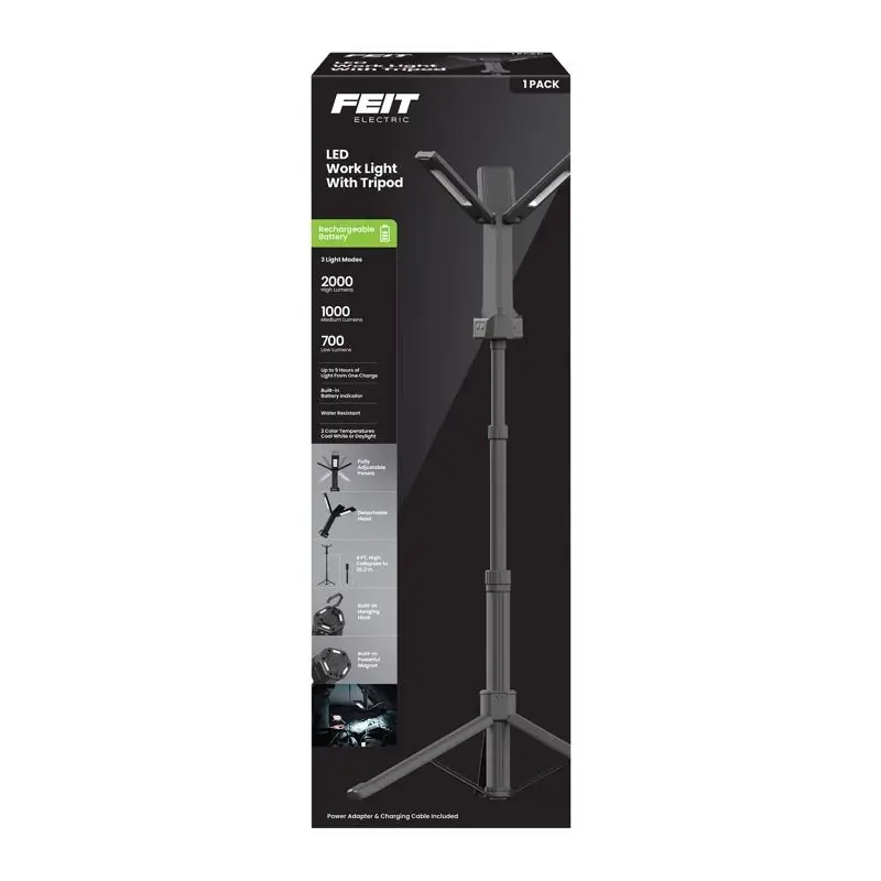 2000 Lm Led Tripod Work Light With 51 Inch Height