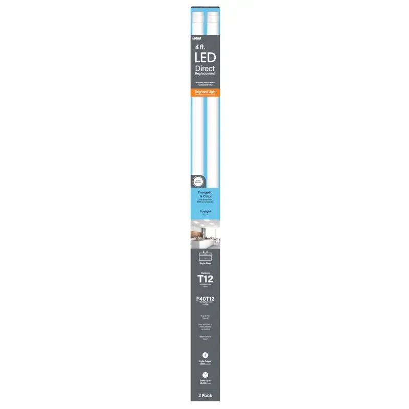 T12 Daylight 48 In. Bin-pin T12 Led Linear Lamp 40 Watt Equivalence 2 Pk