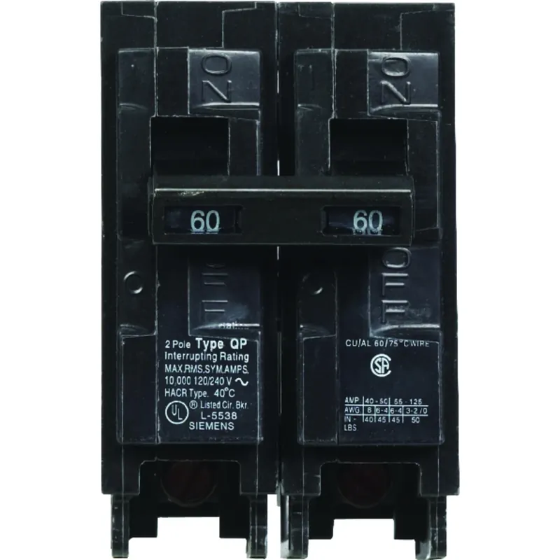 Circuit Breaker, Double Pole, 60-amp, 240-volt
