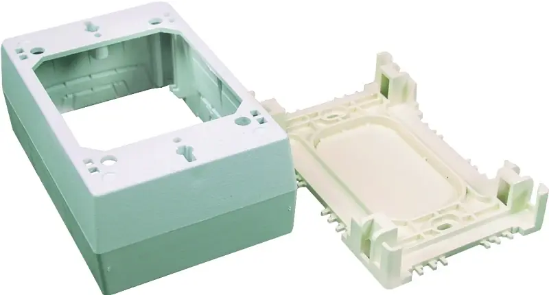 Nm2 Single Gang Outlet Box, Plastic, Ivory, Wall Mounting, 1-inch Deep