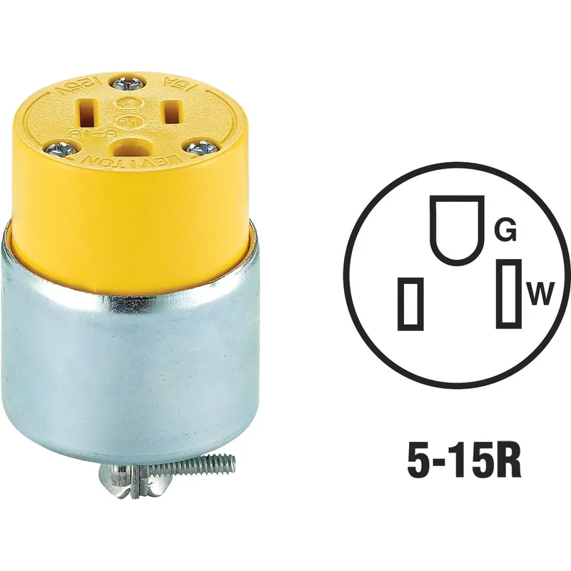 15a 125v 3-wire 2-pole Armored Cord Connector - Commercial Grade