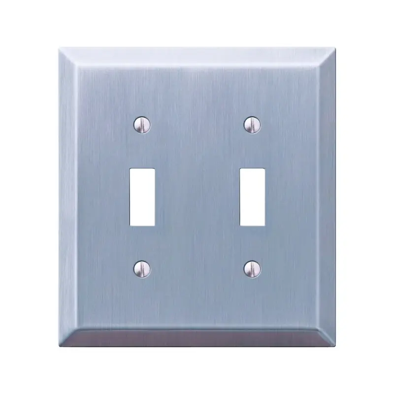 Century Brushed Nickel 2 Gang Stamped Steel Toggle Wall Plate 1 Pk