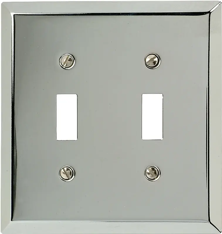 Century Polished Chrome 2 Gang Stamped Steel Toggle Wall Plate 1 Pk